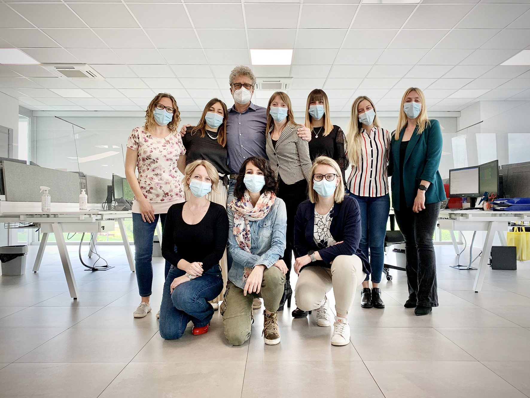 The Satech Sales Backoffice staff posing with Gianfranco Monte, Satech's former Supply Chain Manager