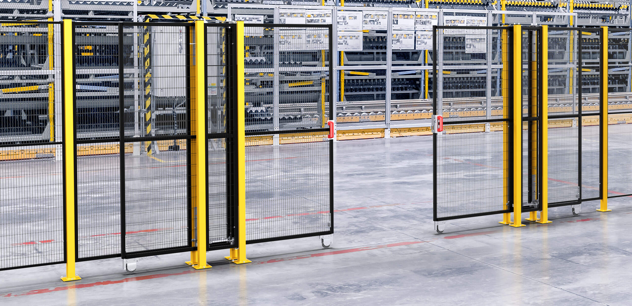 Foto di perimetro Satech con Porta a libro standard per la protezione dei macchinari