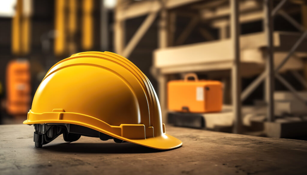 Picture of a safety helmet, one of the Personal Protective Equipment (PPE) used inside industrial workplaces
