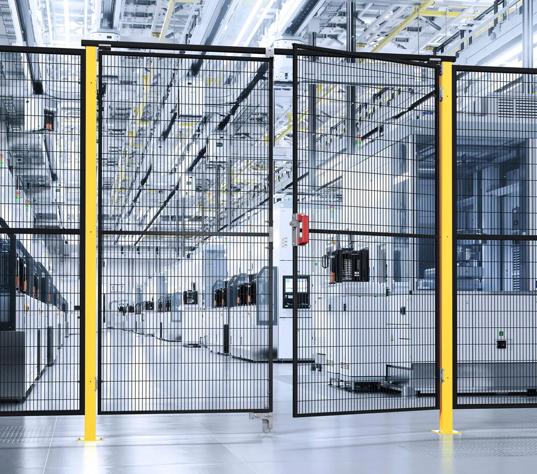 Shot of Satech double hinged door inside an industrial facility