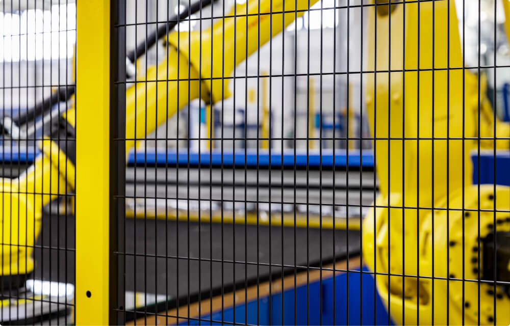 Closeup shot of a Satech Safety Fence allowing full visibility of the hazard area