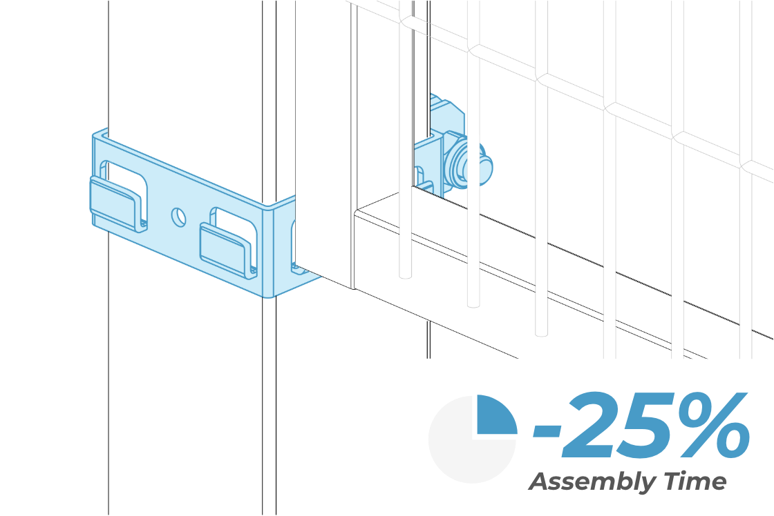 Illustration of Satech STRONG's Quick Clamp Assembly, enabling up to 25% saving of time