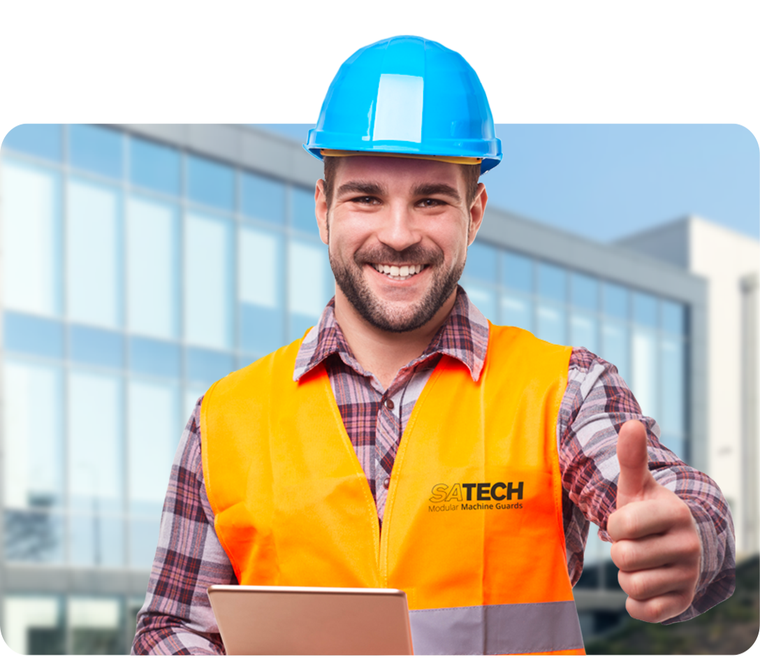 Smiling warehouse operator - Satech Safety Fences