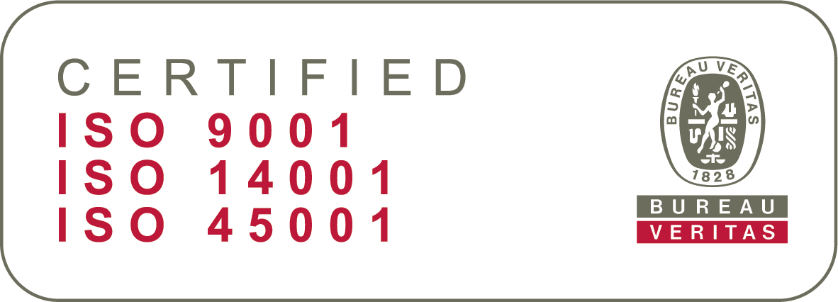 Color Logo depicting Satech's ISO 9001, 14001 and 45001 Certifications released by Bureau Veritas